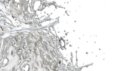 liquid silver splash, isolated on white