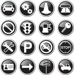 black car related icon set