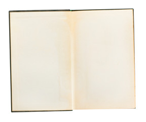 Opened book with blank pages isolated over white background