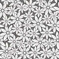 Papier Peint photo Lavable Fleurs noir et blanc Illustration vectorielle de modèle sans couture avec des fleurs