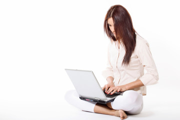 Young woman working with laptop