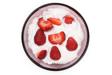 whipped cream and strawberries