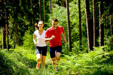 jogging in forest