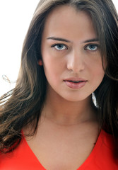 Obraz premium portrait of beautiful girl in red