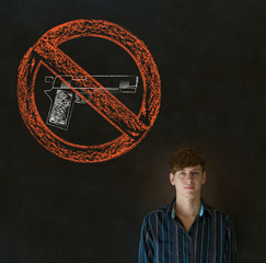 No guns pacifist business man, student, teacher or politician