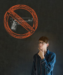 No guns pacifist business man, student, teacher or politician