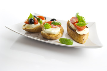 bruschetta over white background