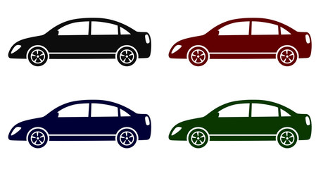 set with colorful modern cars