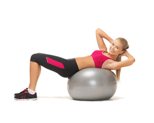 woman with fitness ball