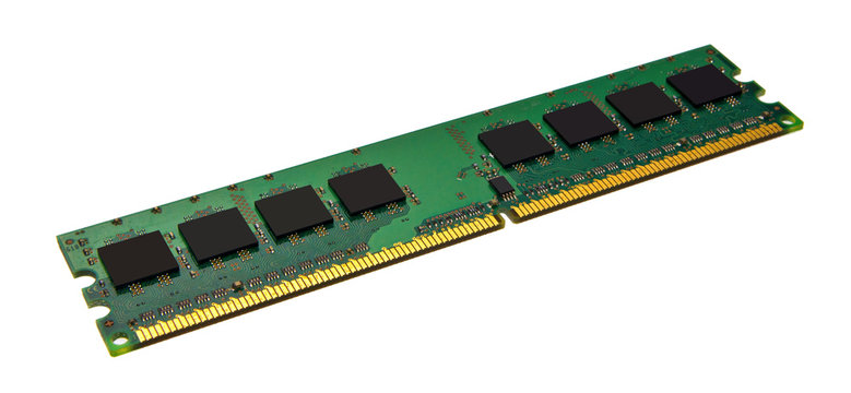Memory module (RAM) in close-up isolated on white background