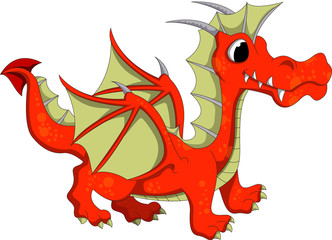 cute red dragon cartoon