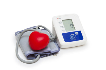 Digital blood pressure meter with love heart symbol