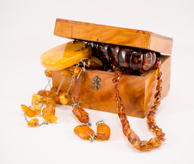 amber stone apparel jewelry vintage box on white