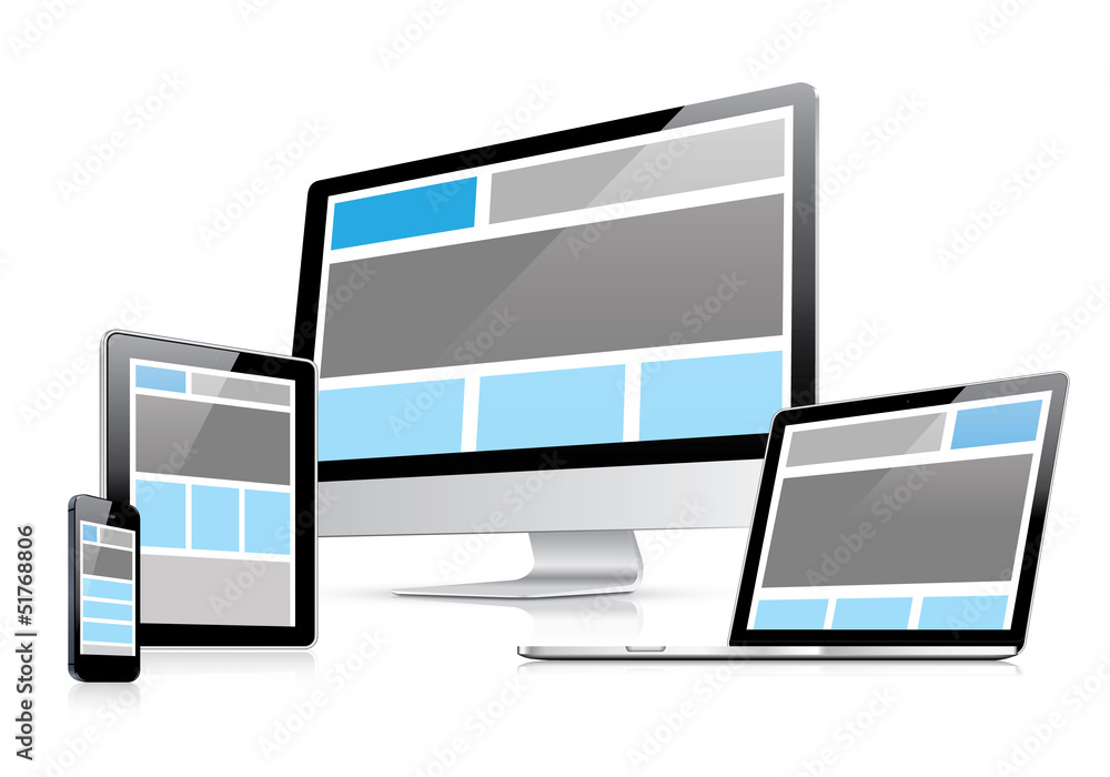 Fototapete responsive web design in electronic devices vector eps10
