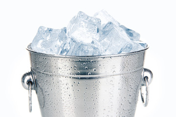 Metal ice bucket isolated on white