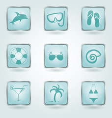Vector buttons with vacation icons.