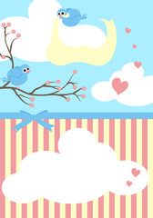 v&ouml;gel mit Kirschzweig und herzen