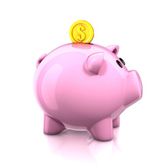 piggy bank with golden coin