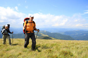 Summer hiking in the mountains.