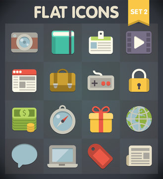 Universal Flat Icons for Web and Mobile Applications Set 2