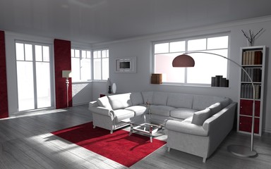 Wohndesign - modern wohnen in rot / interior Architecture