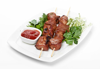 Grilled meat and vegetables