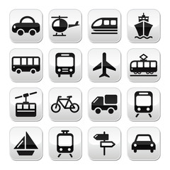 Transport, travel vector buttons set isoalated on white
