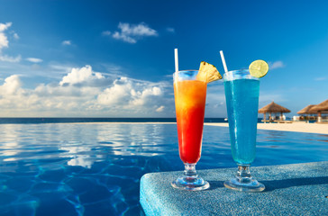 Cocktails near swimming pool