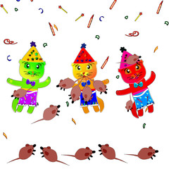 Cats and mice. Illustration.