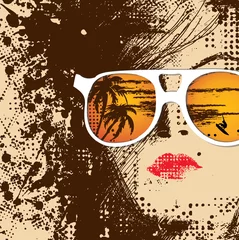 Fotobehang Vrouwengezicht Vrouwen met zonnebril
