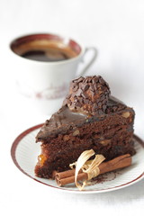 Chocolate cake with walnuts