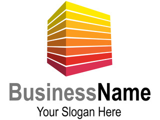 Logodesign mit Quader im warmem Rot-Gelb-Farbspektrum