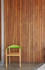 Fototapeta na wymiar Wooden wall with wood chair