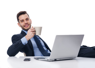 Businessman relaxing in break time