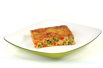 Flan de macédoine de légumes dans l'assiette