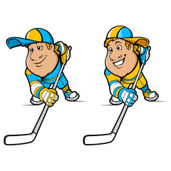 Cartoon Hockey Players Set