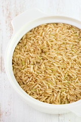 dry rice in white bowl