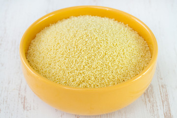 couscous in yellow bowl