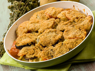 gratin with eggplants potatoes and tomatoes
