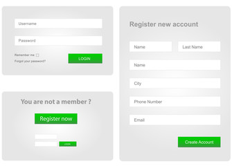 login and register web form
