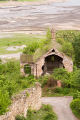 Panorama of Mountain panorama with church,Kura River