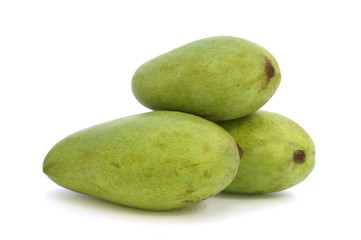 Green mango on white background