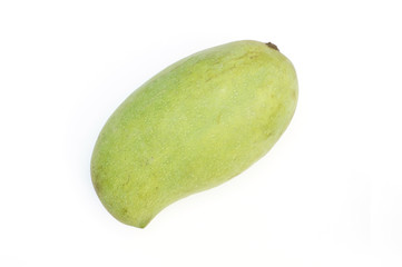 Green mango on white background