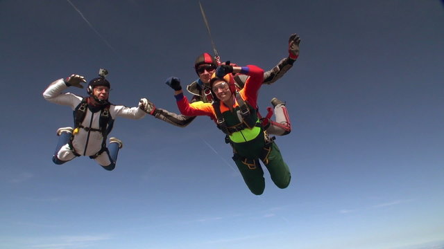 Skydiving video. Tandem. Slow motion.