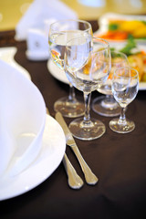 Empty glasses at restaurant