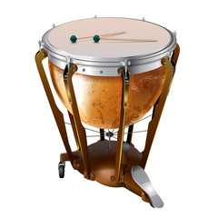 Naklejka premium Classical timpani drum, isolated on white background
