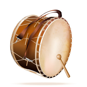 Traditional Turkish Drum, Isolated On White Background