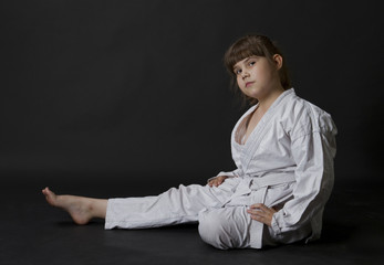 Preteen girl exercising karate © versh