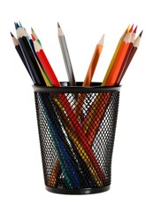 Various colour pencils. isolated on the white background