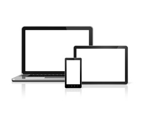 Laptop, mobile phone and digital tablet pc